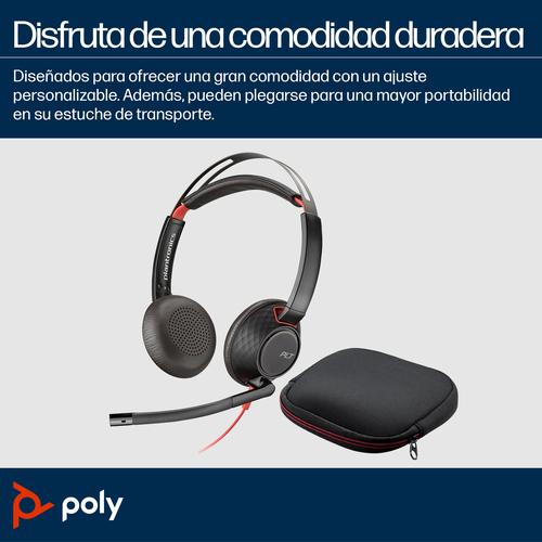 HP Poly Blackwire 5220 stereo USB-C-headset + 3,5 mm stekker + USB-C/A-adapter