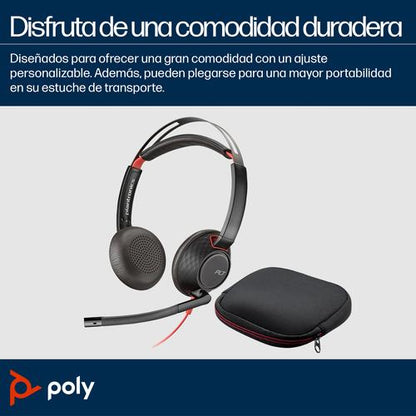 HP Poly Blackwire 5220 stereo USB-C-headset + 3,5 mm stekker + USB-C/A-adapter