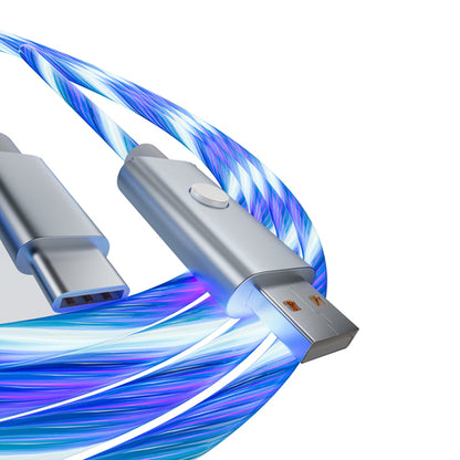 Oniverse ONICAB1-CTYPEC2-LED, 2 m, USB A, USB C, Blauw, Zilver